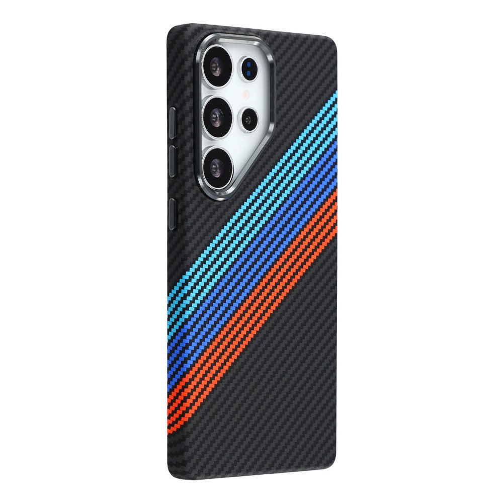 For Samsung Galaxy S25 Ultra Magnetic Case Water Transfer Printing Metal Frame PC Phone Back Cover