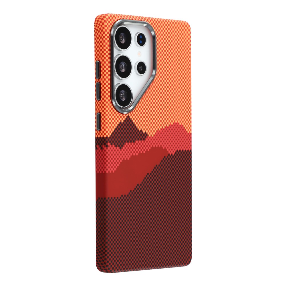 For Samsung Galaxy S25 Ultra Magnetic Case Water Transfer Printing Metal Frame PC Phone Back Cover