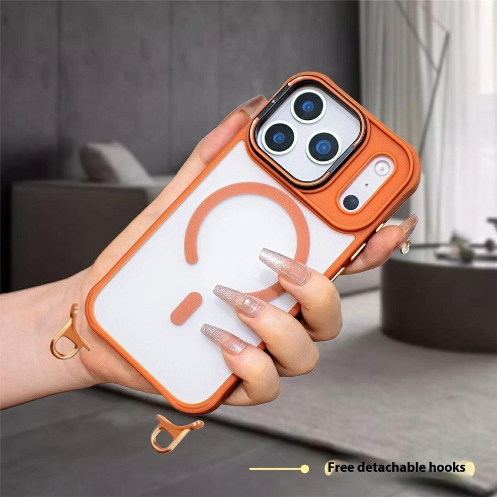 For iPhone 17 Pro Max Case Compatible with MagSafe PC TPU Phone Cover with Adjustable Lanyard / Camera Frame Kickstand