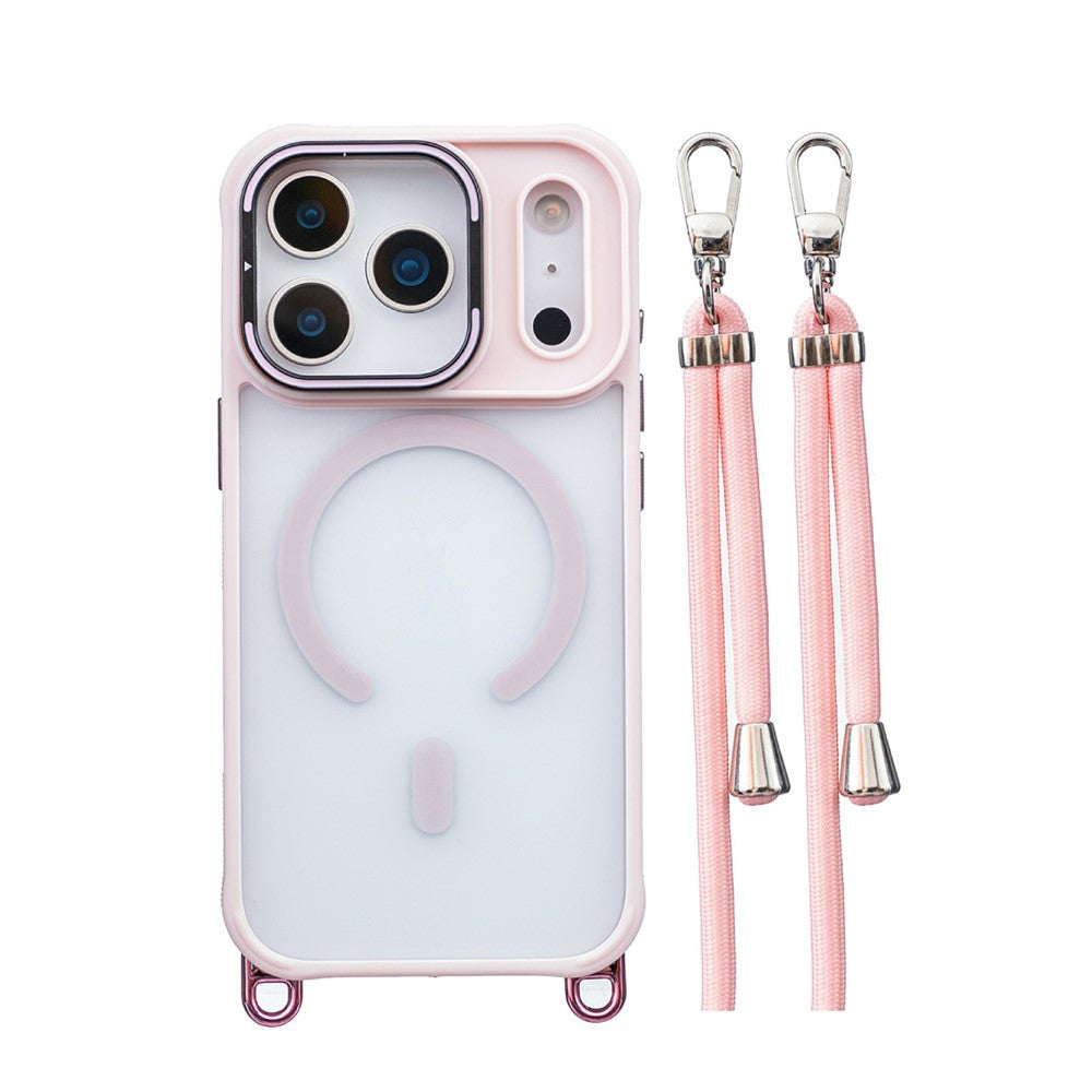 Coque pour iPhone 17 Pro Max compatible MagSafe en polycarbonate et TPU avec dragonne ajustable et support pour l'appareil photo