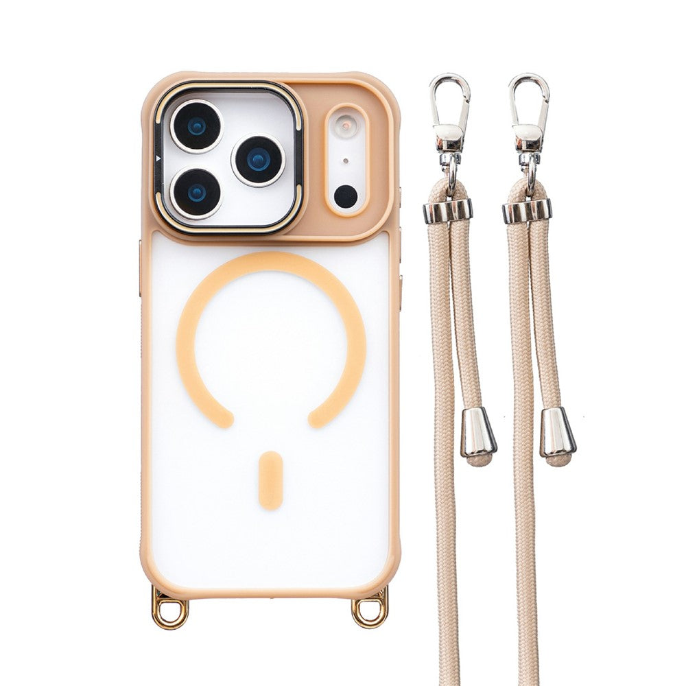 Coque pour iPhone 17 Pro Max compatible MagSafe en polycarbonate et TPU avec dragonne ajustable et support pour l'appareil photo