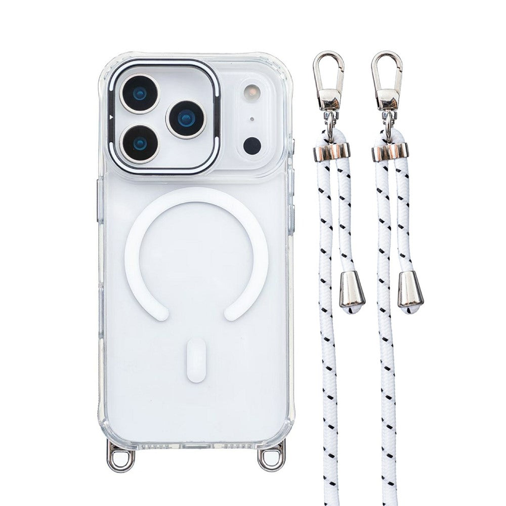 For iPhone 17 Pro Max Case Compatible with MagSafe PC TPU Phone Cover with Adjustable Lanyard / Camera Frame Kickstand