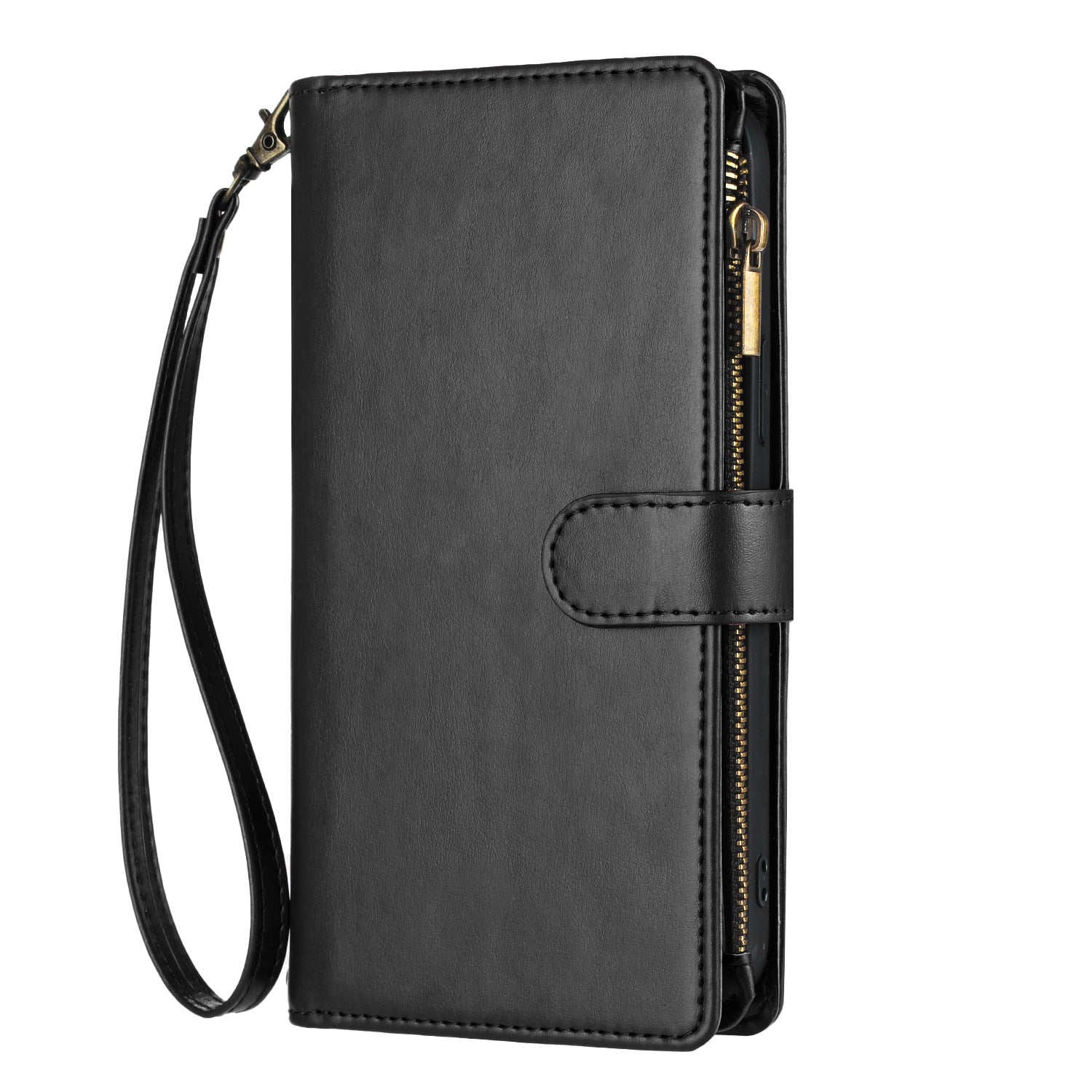 For Samsung Galaxy S26 Ultra Leather Case Zipper Wallet Stand Shockproof Phone Cover with Wrist Strap