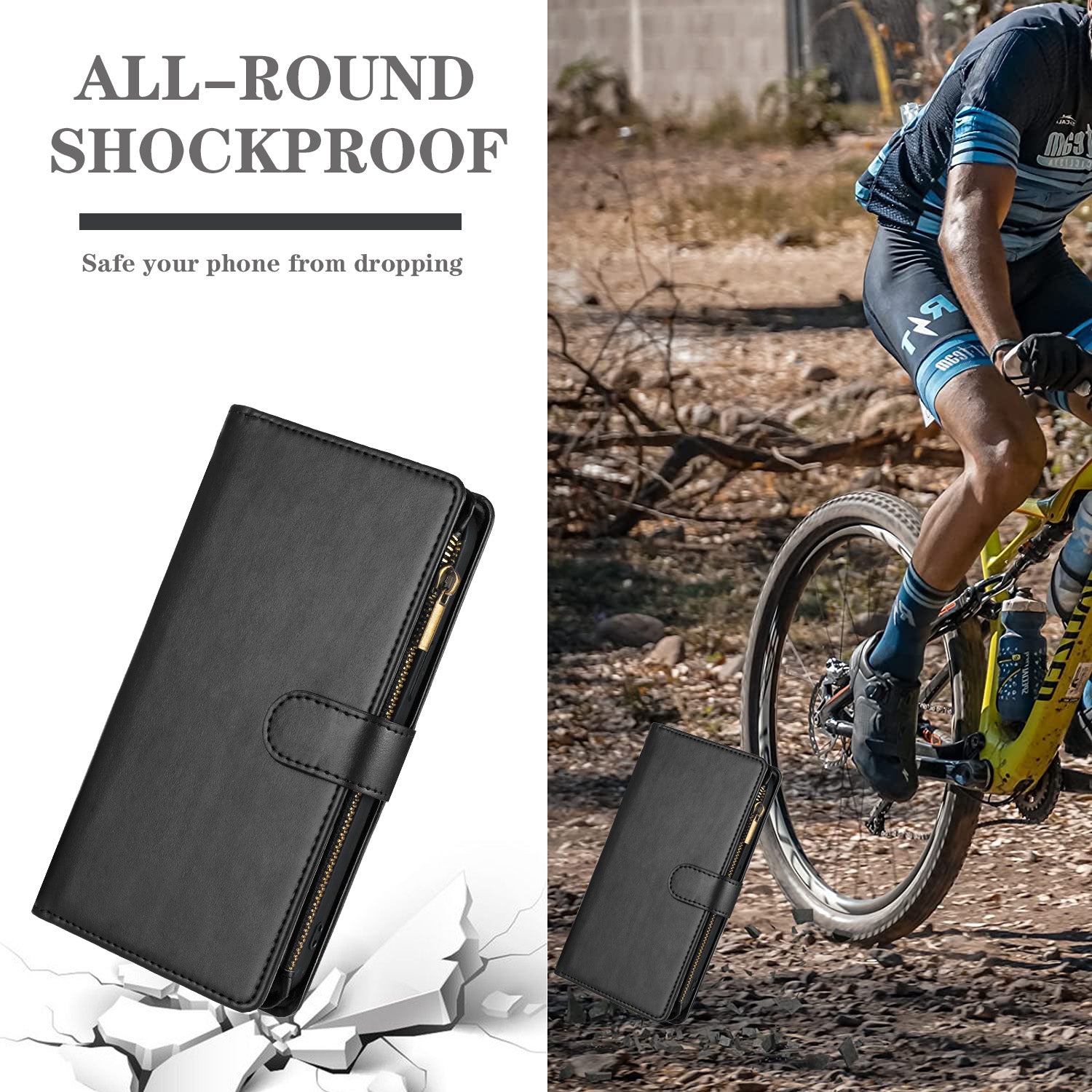 For Honor 400 Pro 5G (Global) Leather Case Zipper Wallet Stand Shockproof Phone Cover with Wrist Strap