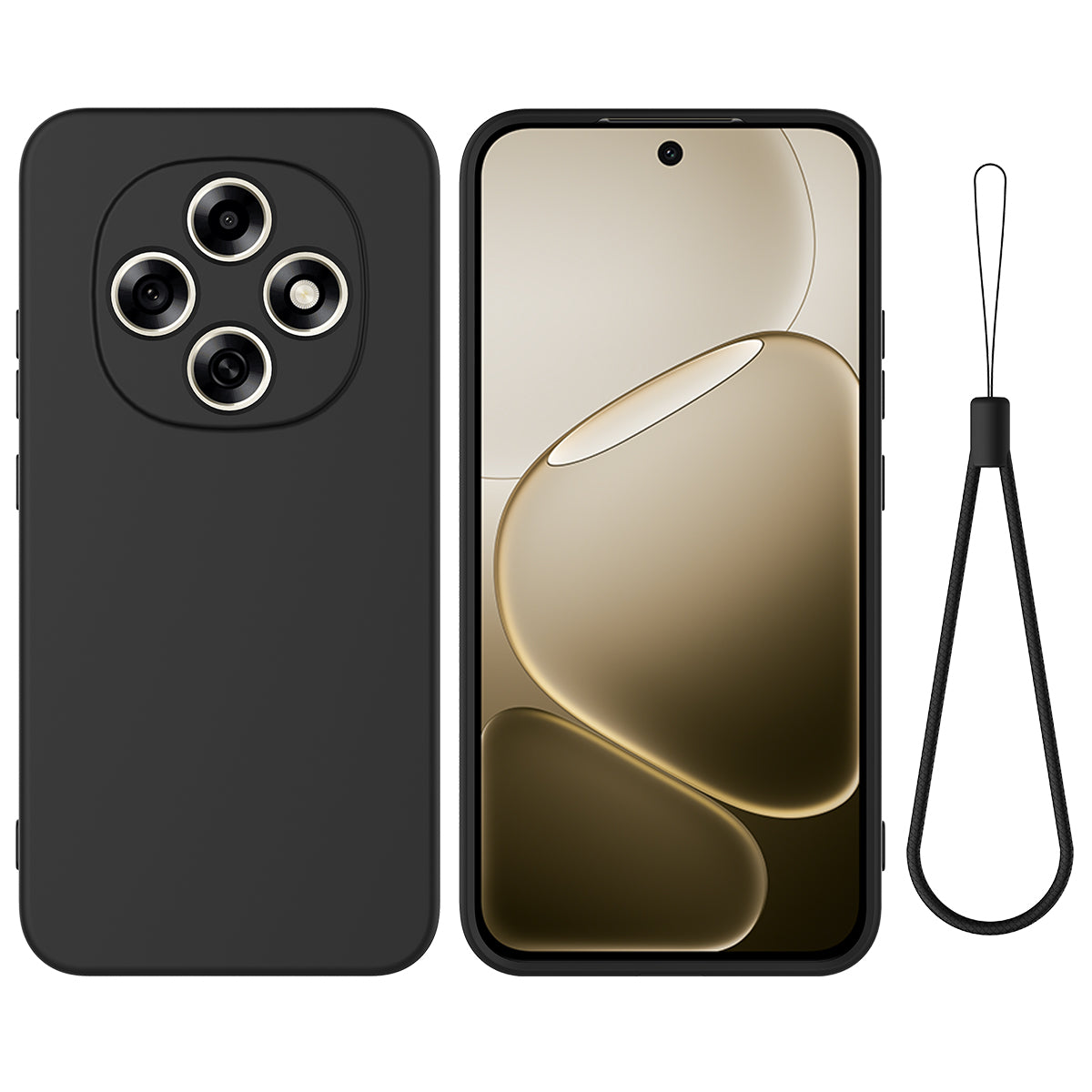 For Oppo F31 Pro 5G Liquid Silicone Case Phone Back Cover with Hand Strap