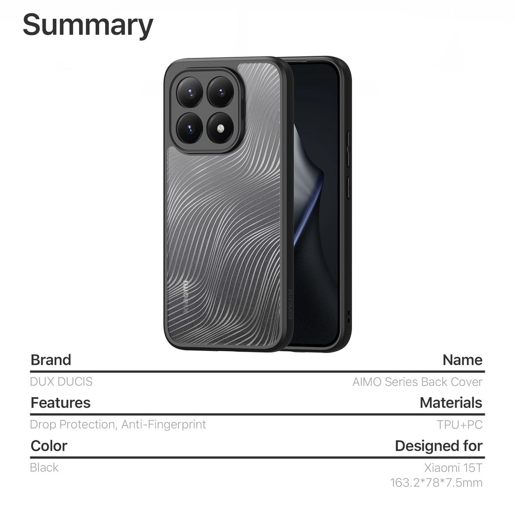 For Xiaomi 15T Case DUX DUCIS Aimo Series TPU+PC Matte Drop-proof Phone Cover (REACH Certification)