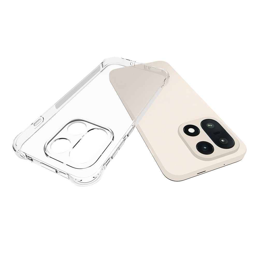 For OnePlus 15 5G Case WANLONFENG WL Series 2.0mm Clear TPU Cover with Tempered Glass (Big Lens Hole)