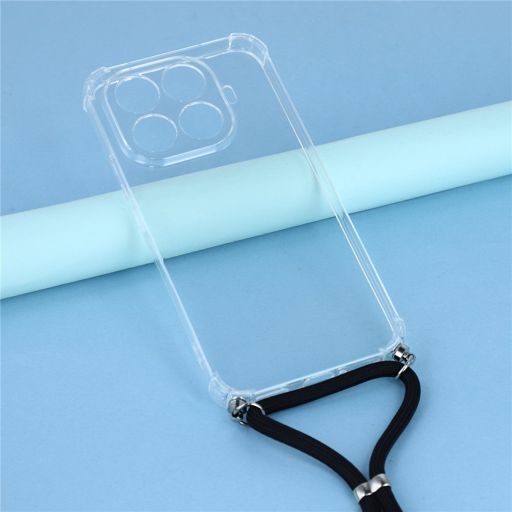 For Xiaomi 15T Pro Case Reinforced Corner TPU Clear Phone Cover with Lanyard