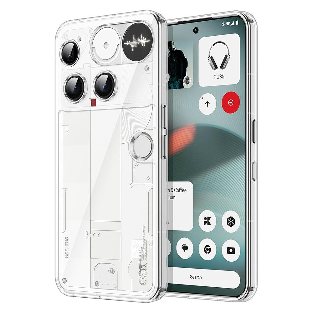 For Nothing Phone (3) 5G Case Crystal Clear Soft TPU Frame Hard PC Back Phone Cover