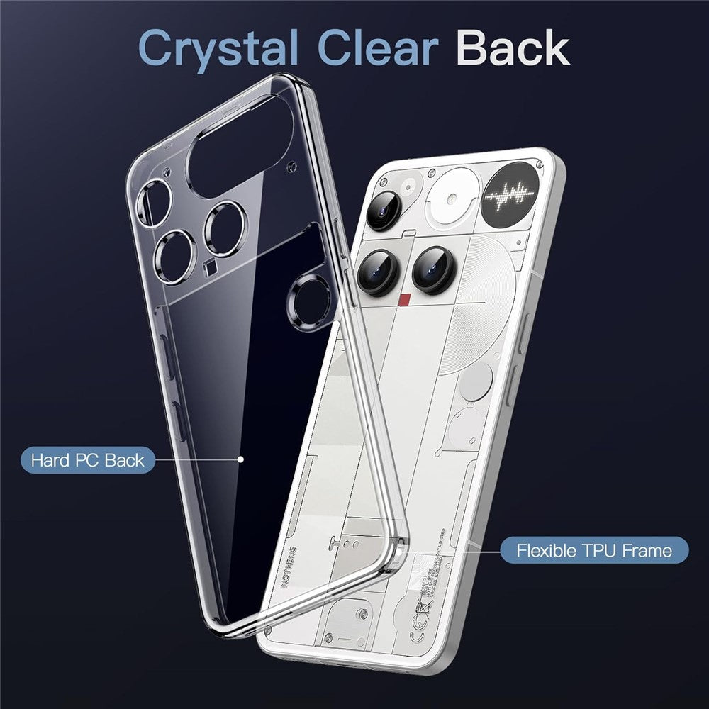 For Nothing Phone (3) 5G Case Crystal Clear Soft TPU Frame Hard PC Back Phone Cover