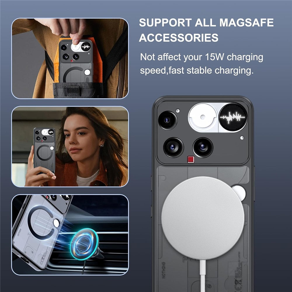 For Nothing Phone (3) 5G Case Translucent Matte PC + TPU Phone Cover Compatible with MagSafe