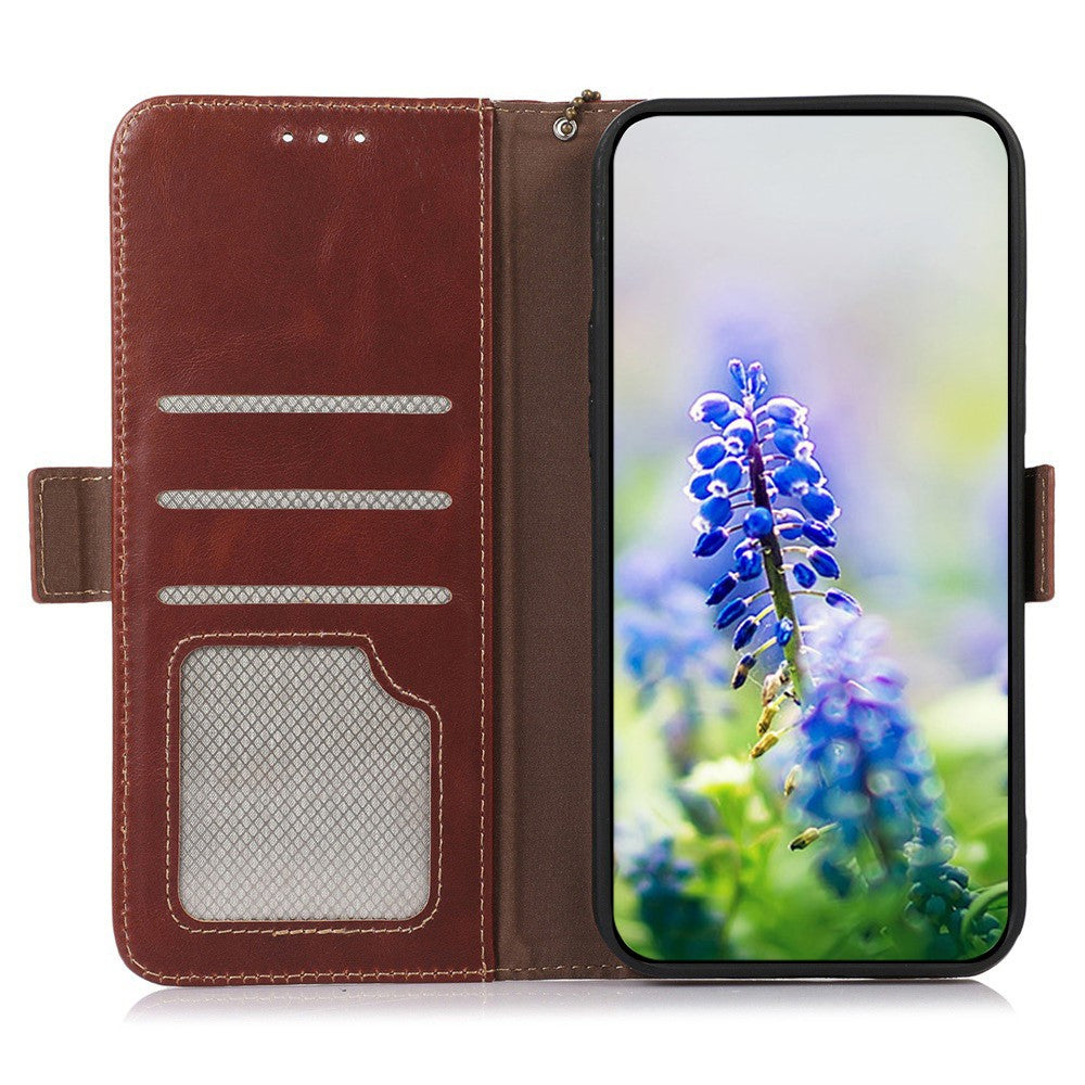 For Samsung Galaxy S26 Edge Case RFID Blocking Genuine Cow Leather Wallet Phone Cover
