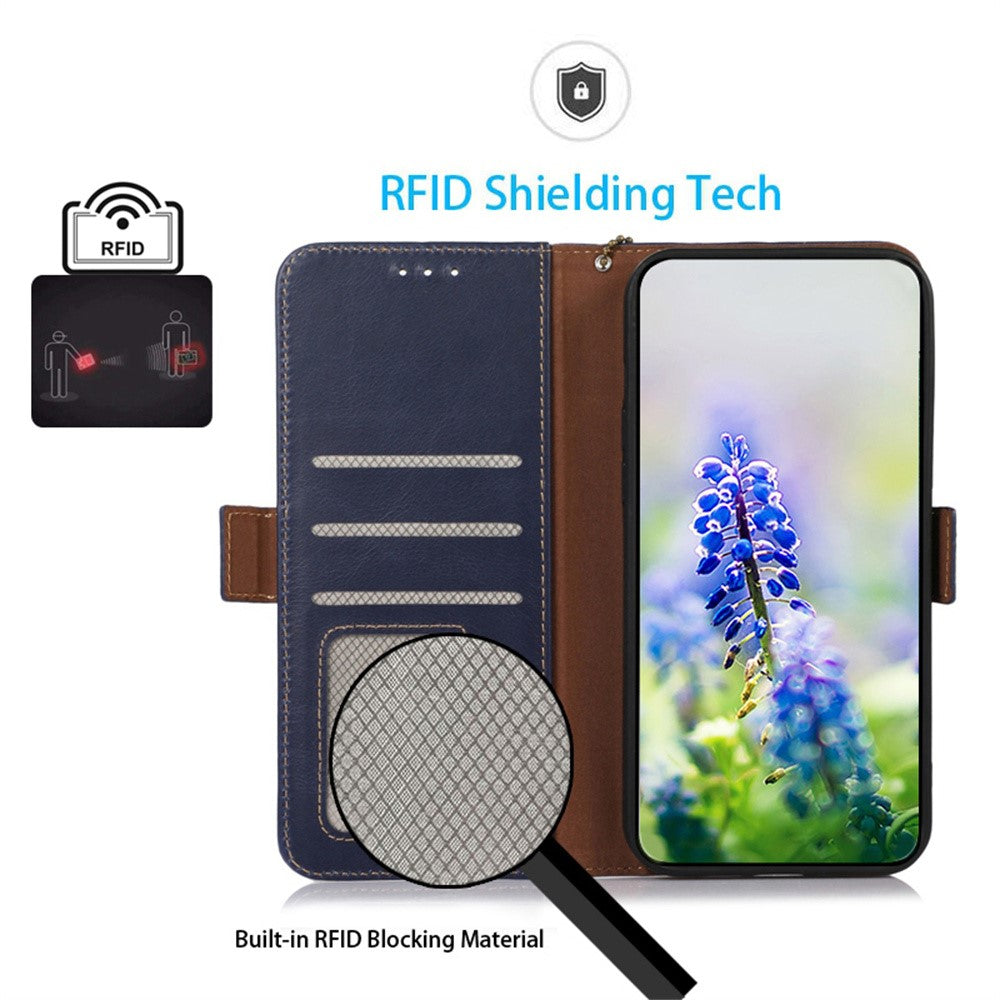 For Samsung Galaxy S26 Ultra Case RFID Blocking Genuine Cow Leather Wallet Phone Cover