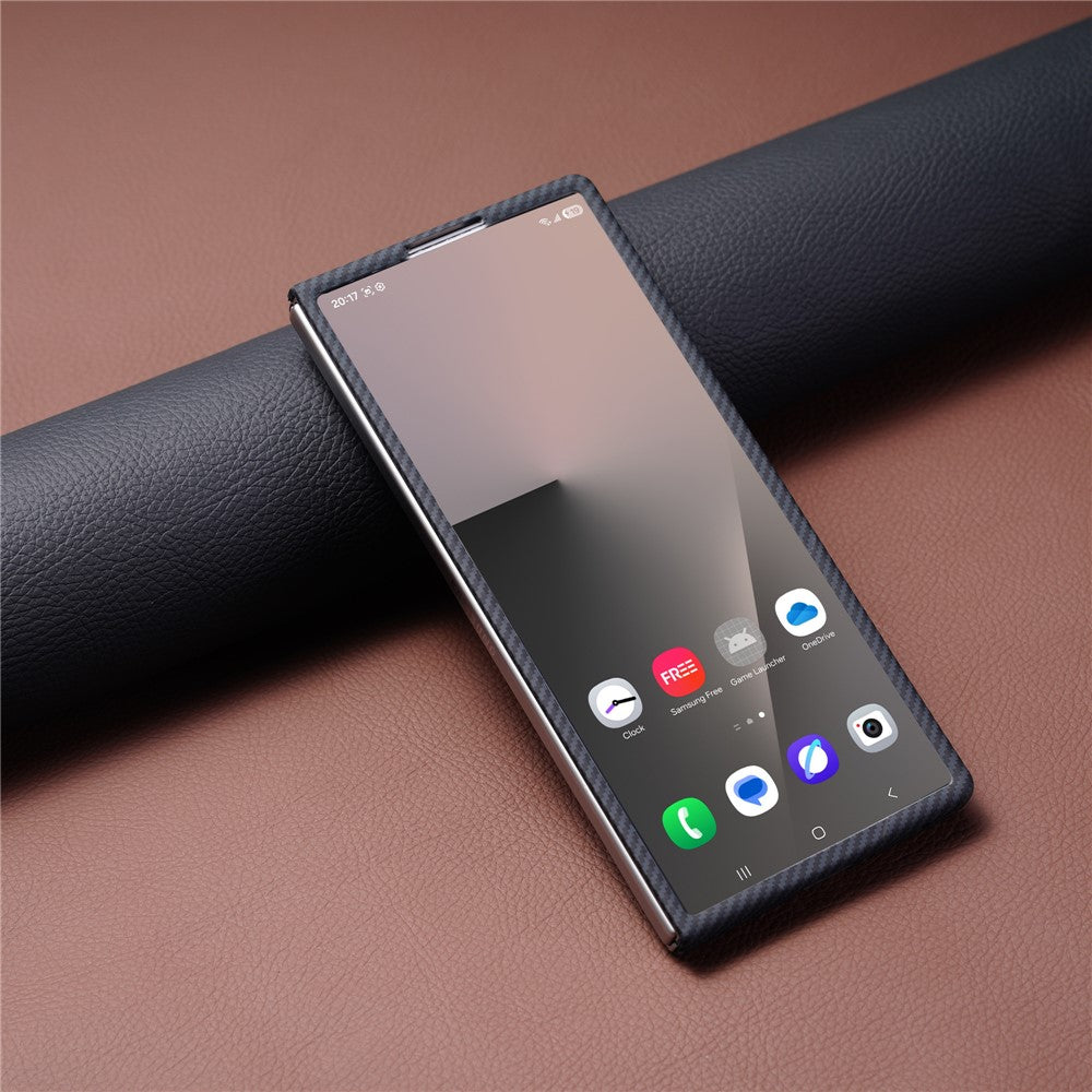 For Samsung Galaxy Z Fold3 5G Case Compatible with MagSafe Carbon Fiber Texture PC Phone Cover with Tempered Glass Film