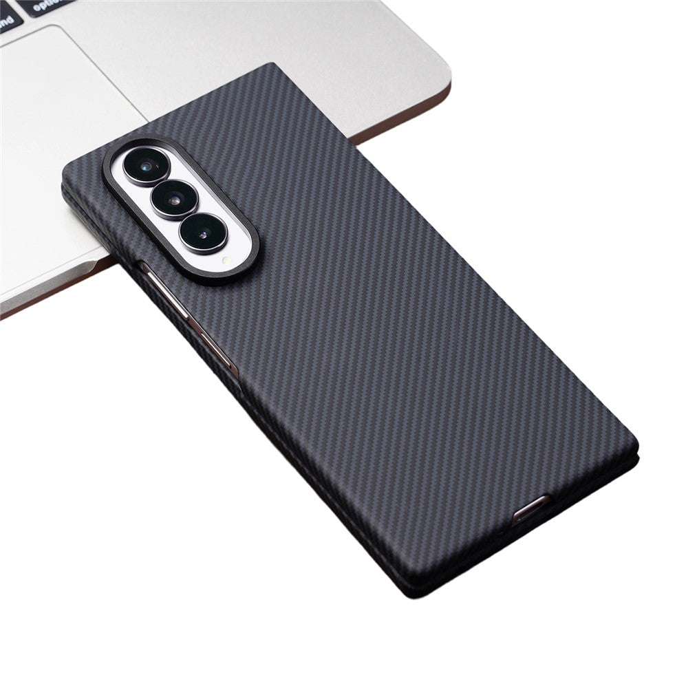 Funda para Samsung Galaxy Z Fold3 5G compatible con MagSafe, con textura de fibra de carbono y cristal templado.