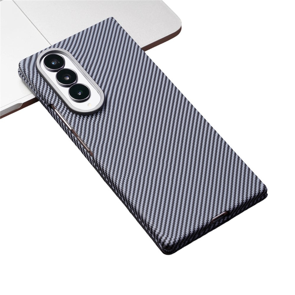 For Samsung Galaxy Z Fold3 5G Case Compatible with MagSafe Carbon Fiber Texture PC Phone Cover with Tempered Glass Film