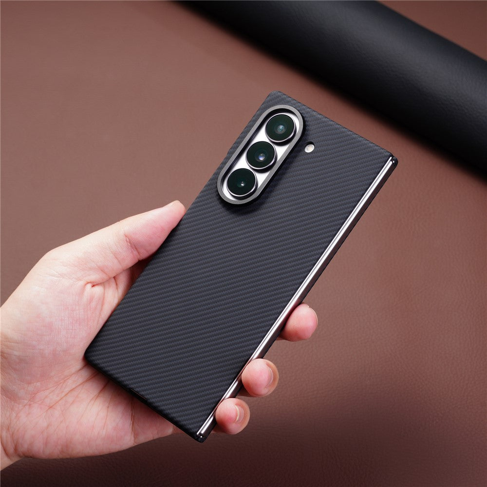 For Samsung Galaxy Z Fold5 5G Case Compatible with MagSafe Carbon Fiber Texture PC Phone Cover with Tempered Glass Film