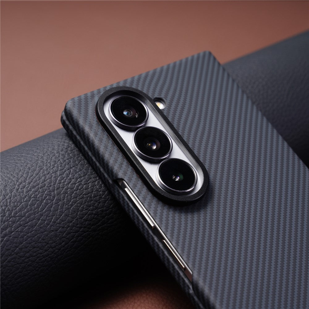 For Samsung Galaxy Z Fold5 5G Case Compatible with MagSafe Carbon Fiber Texture PC Phone Cover with Tempered Glass Film