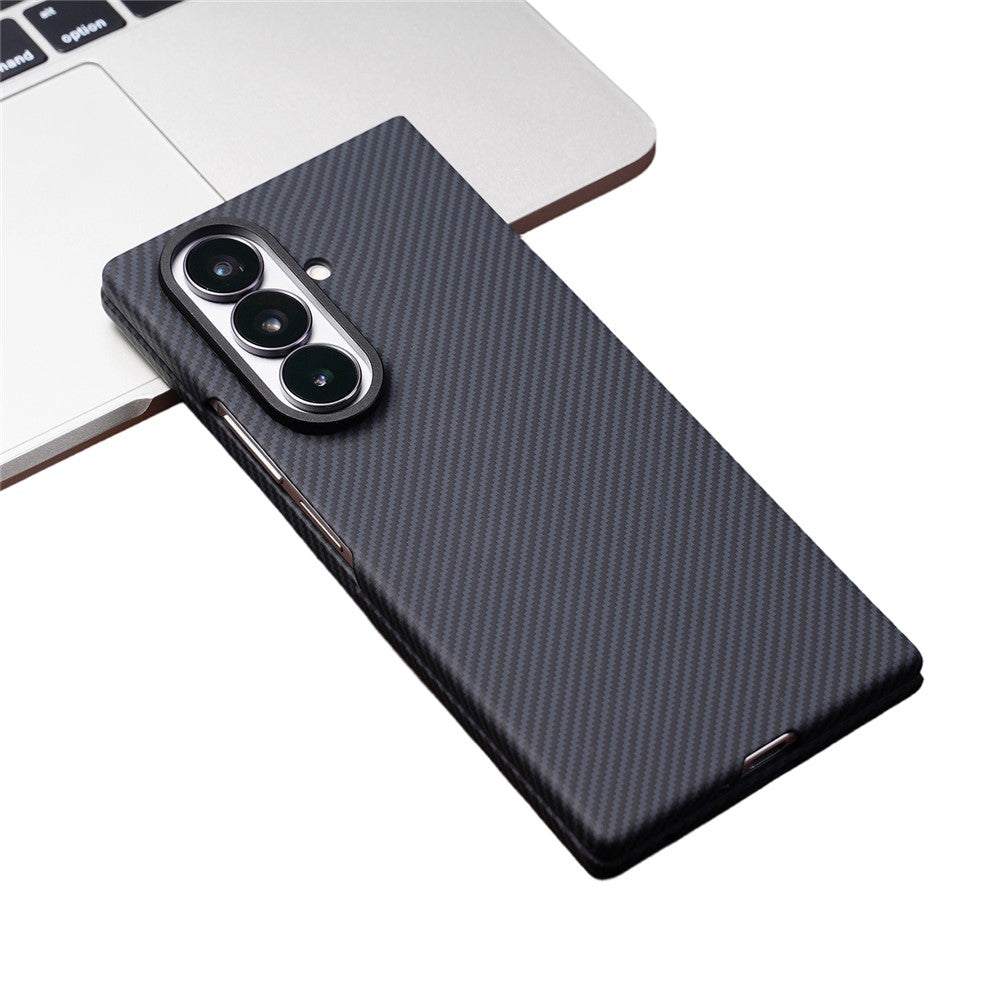 Funda para Samsung Galaxy Z Fold7 5G compatible con MagSafe, textura de fibra de carbono, carcasa de PC con protector de pantalla de vidrio templado