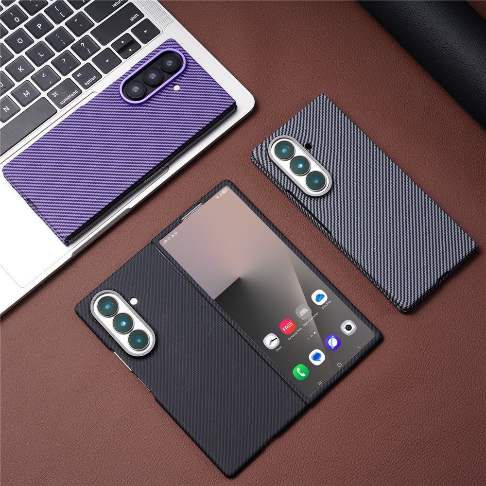 For Samsung Galaxy Z Fold7 5G Case Compatible with MagSafe Carbon Fiber Texture PC Phone Cover with Tempered Glass Film