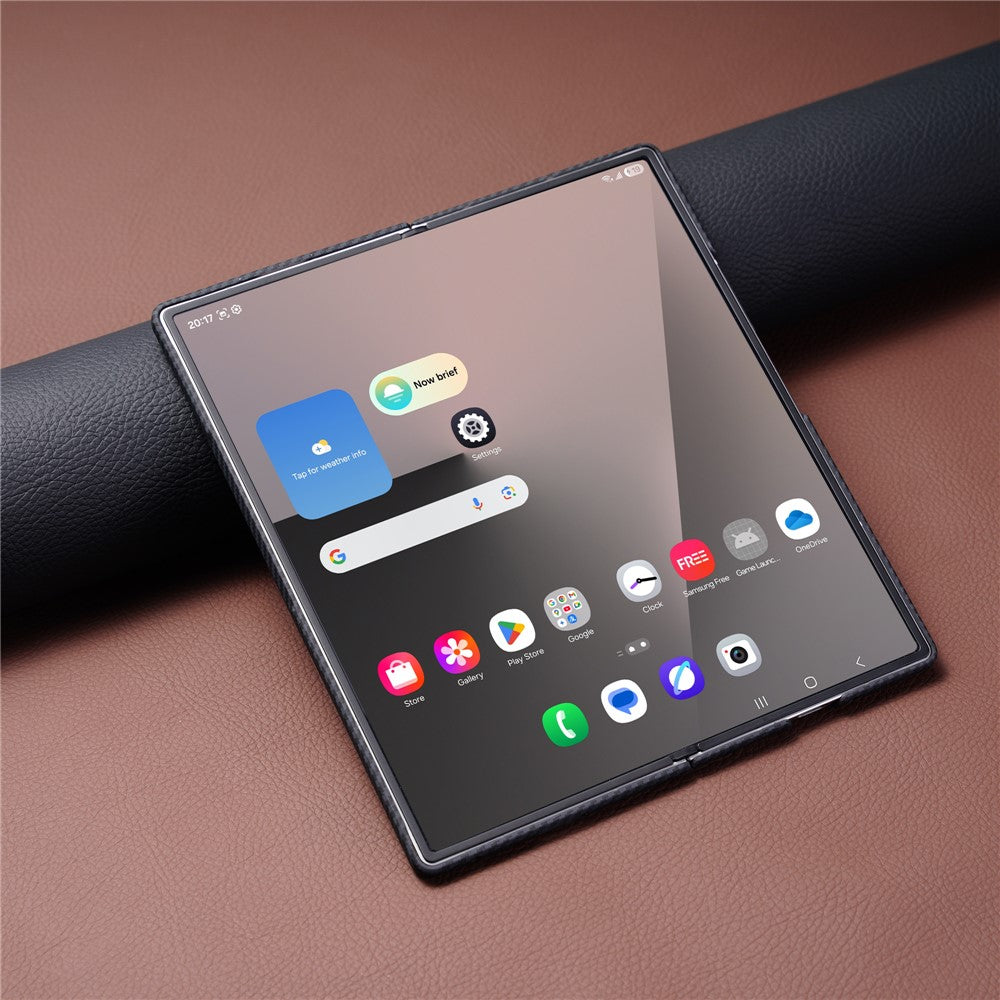 For Samsung Galaxy Z Fold7 5G Case Compatible with MagSafe Carbon Fiber Texture PC Phone Cover with Tempered Glass Film