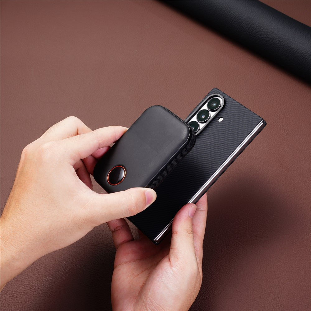 For Samsung Galaxy Z Fold7 5G Case Compatible with MagSafe Carbon Fiber Texture PC Phone Cover with Tempered Glass Film