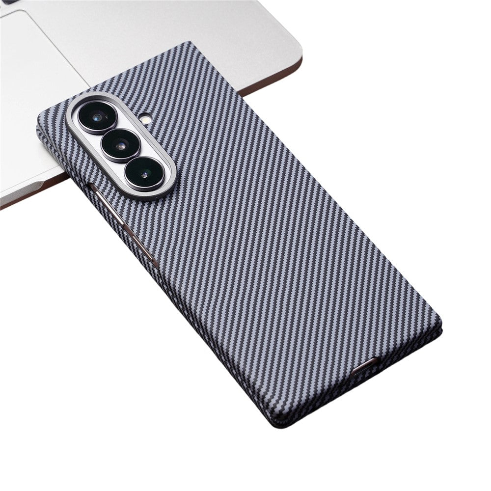 For Samsung Galaxy Z Fold7 5G Case Compatible with MagSafe Carbon Fiber Texture PC Phone Cover with Tempered Glass Film
