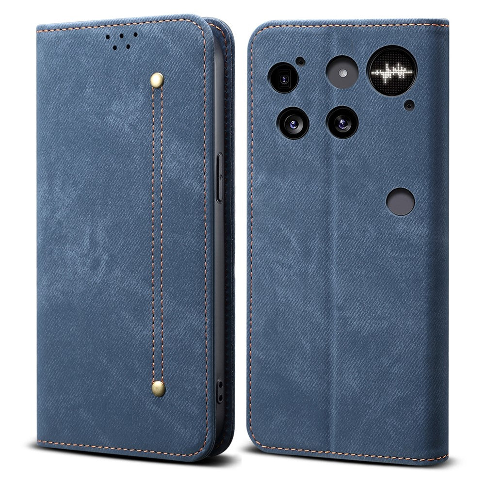 For OnePlus Nord 5 5G Case Jeans Cloth Texture Anti-Scratch Leather Stand Phone Cover