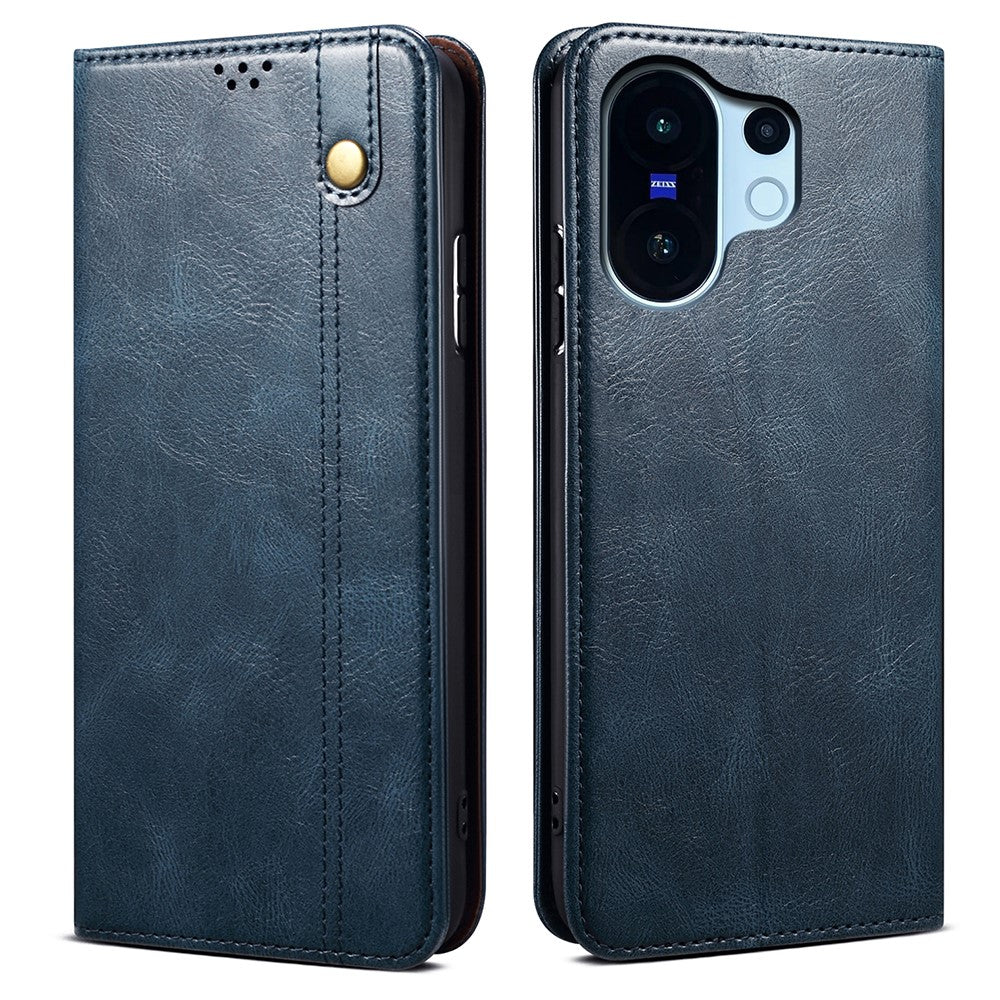 For vivo X200 FE 5G Case Crazy Horse Texture Waxy Leather Wallet Stand Phone Cover