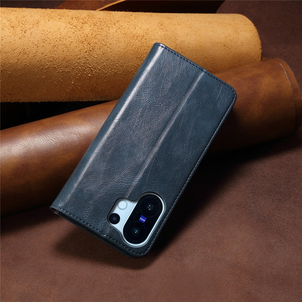 For vivo X200 FE 5G Case Crazy Horse Texture Waxy Leather Wallet Stand Phone Cover