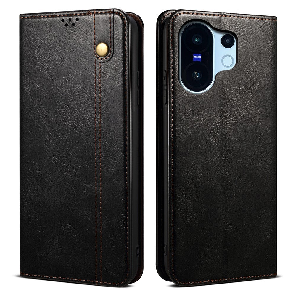 For vivo X200 FE 5G Case Crazy Horse Texture Waxy Leather Wallet Stand Phone Cover