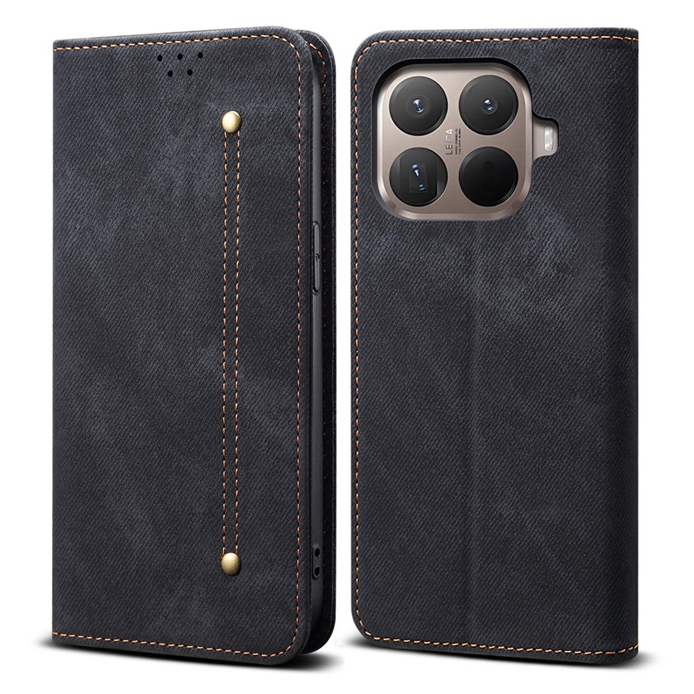 For Xiaomi 15T Pro Case Jeans Cloth Texture Anti-Scratch Leather Stand Phone Cover