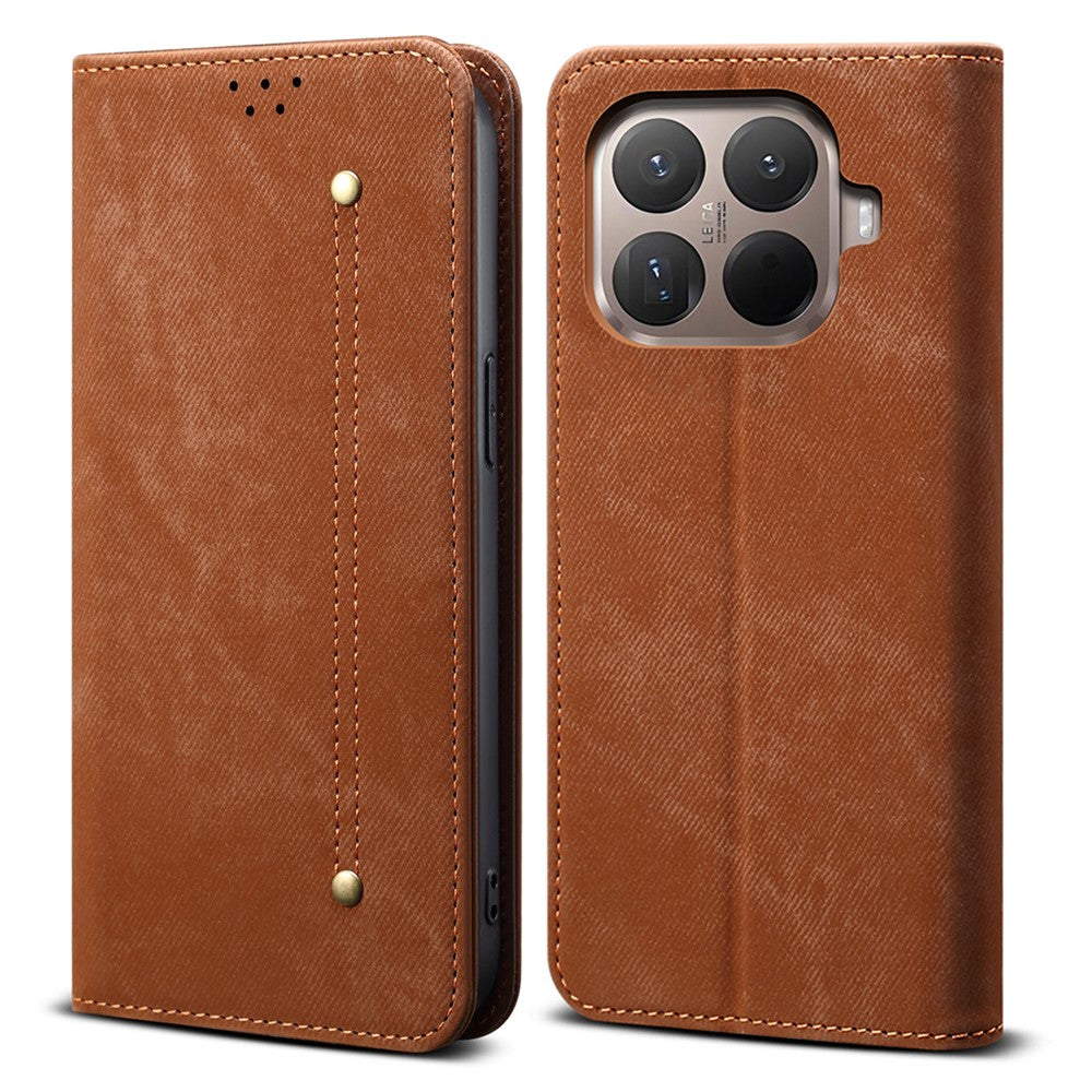 For Xiaomi 15T Pro Case Jeans Cloth Texture Anti-Scratch Leather Stand Phone Cover