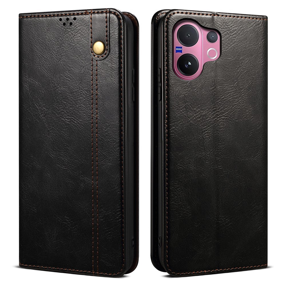 For vivo V60 5G  /  T4 Pro Case Crazy Horse Texture Waxy Leather Wallet Stand Phone Cover