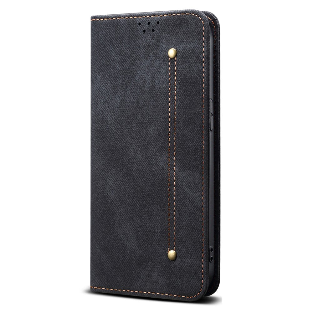For vivo V60 5G  /  T4 Pro Case Jeans Cloth Texture Anti-Scratch Leather Stand Phone Cover