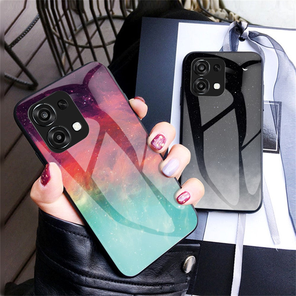 For Oppo A6 5G  /  A6 Pro 5G  /  4G  /  F31 5G Case Starry Sky Pattern Tempered Glass Phone Cover