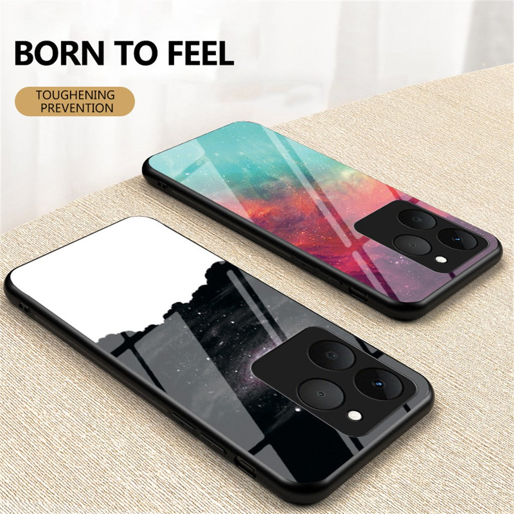 For Realme 15T 5G Case Starry Sky Pattern Tempered Glass Phone Cover