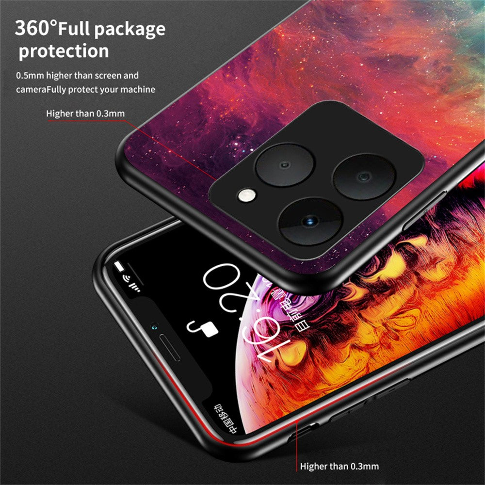 For Realme 15T 5G Case Starry Sky Pattern Tempered Glass Phone Cover