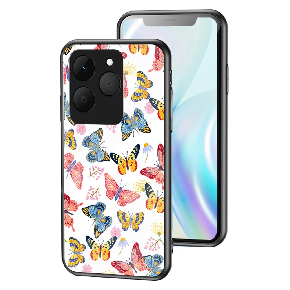 For Realme 15T 5G Case Butterfly Pattern TPU + Tempered Glass Protective Phone Cover