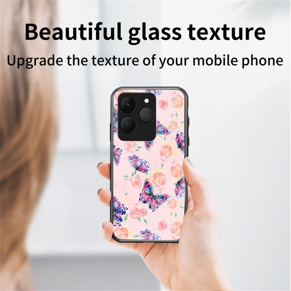 For Realme 15T 5G Case Butterfly Pattern TPU + Tempered Glass Protective Phone Cover