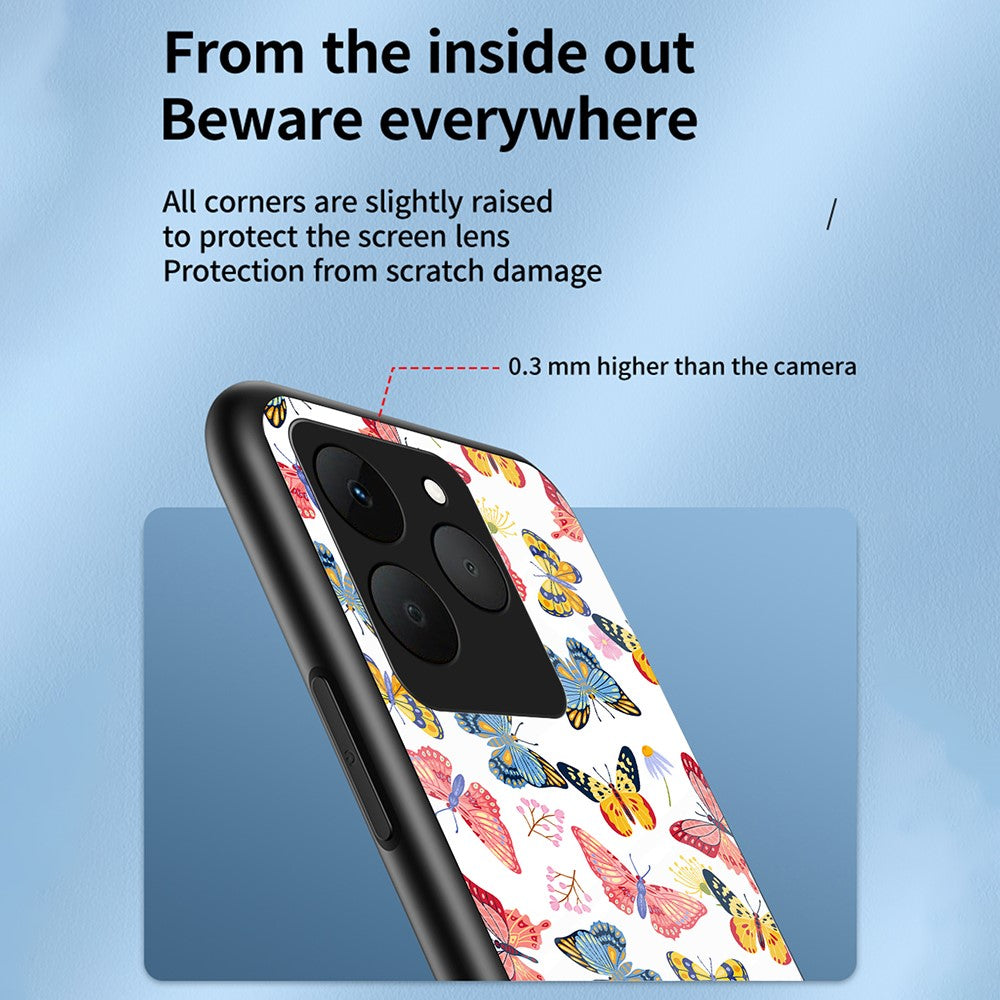 For Realme 15T 5G Case Butterfly Pattern TPU + Tempered Glass Protective Phone Cover