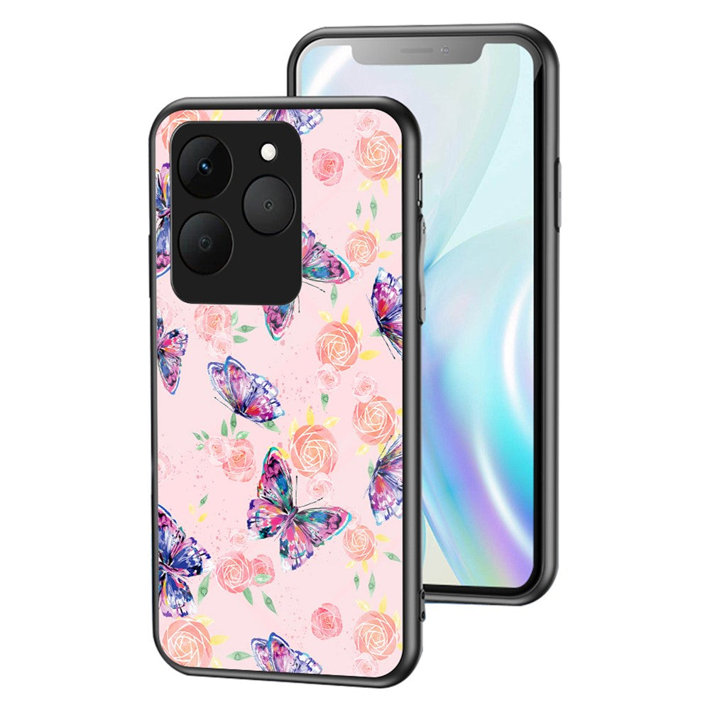 For Realme 15T 5G Case Butterfly Pattern TPU + Tempered Glass Protective Phone Cover