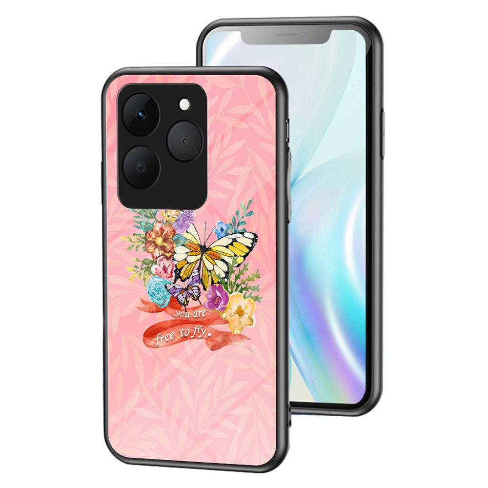 For Realme 15T 5G Case Butterfly Pattern TPU + Tempered Glass Protective Phone Cover