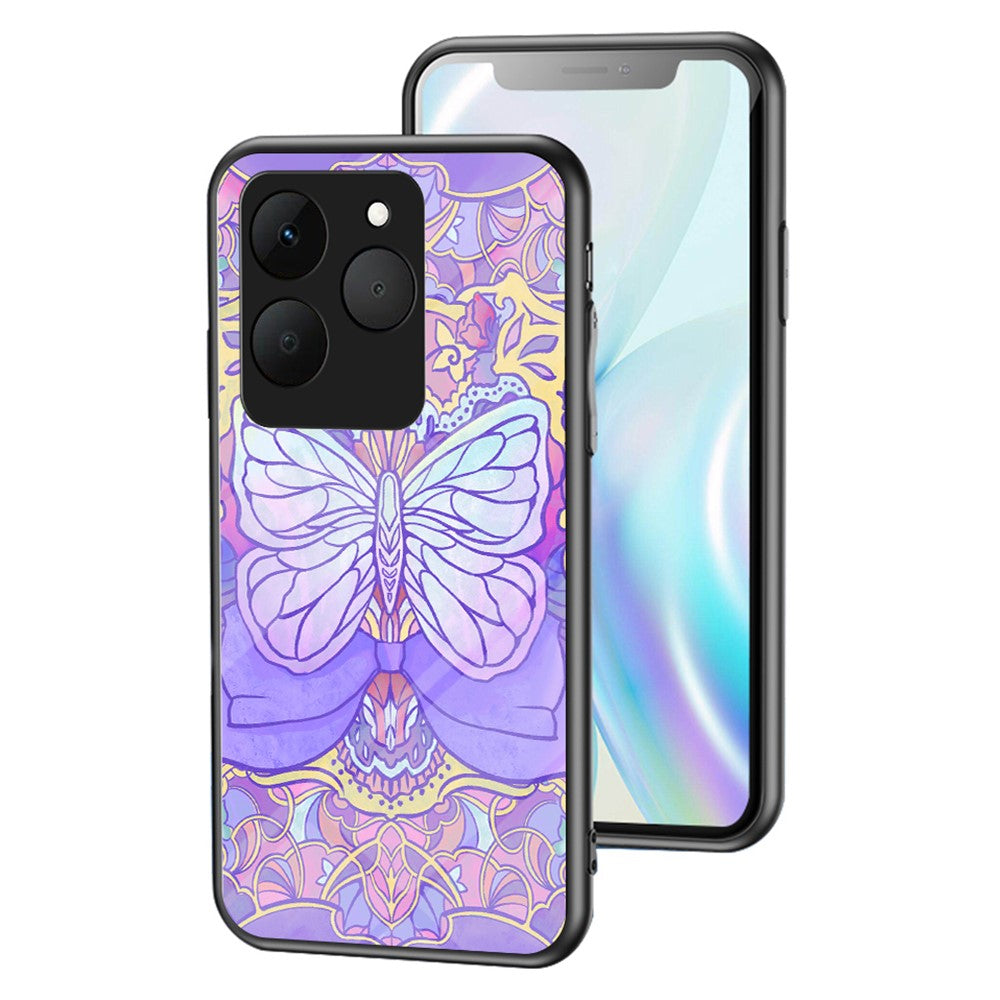 For Realme 15T 5G Case Butterfly Pattern TPU + Tempered Glass Protective Phone Cover