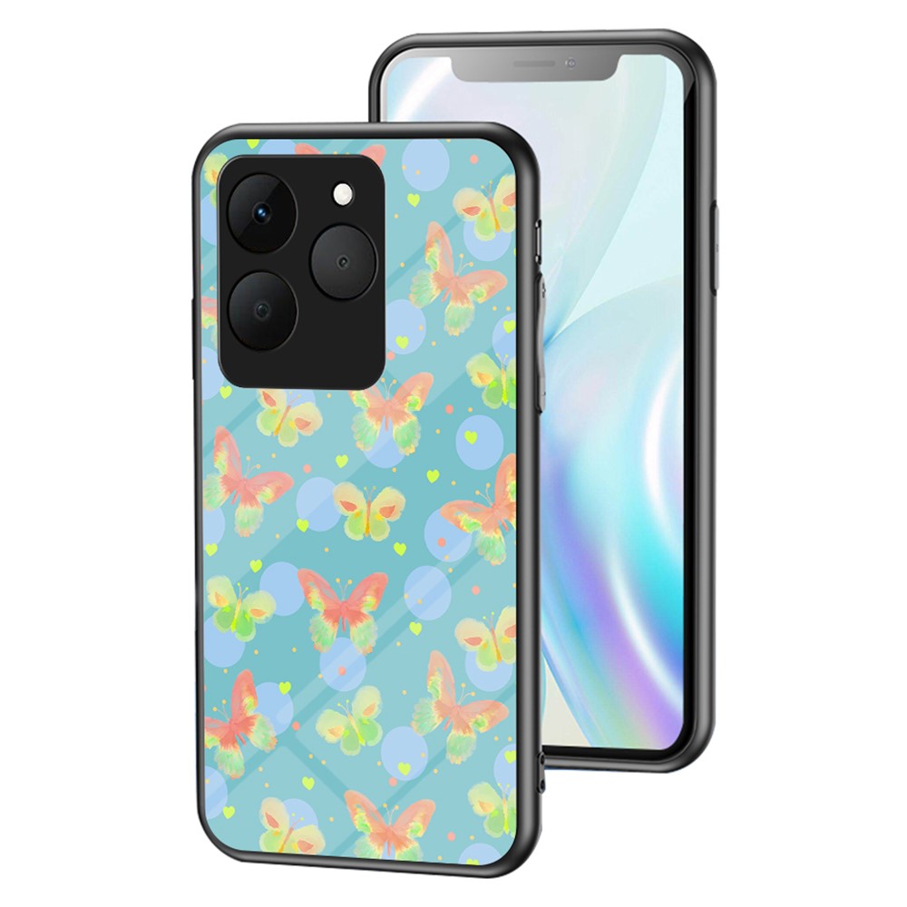 For Realme 15T 5G Case Butterfly Pattern TPU + Tempered Glass Protective Phone Cover