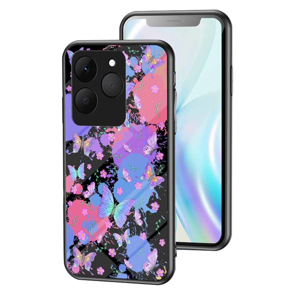 For Realme 15T 5G Case Butterfly Pattern TPU + Tempered Glass Protective Phone Cover