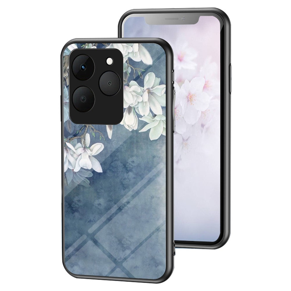For Realme 15T 5G Case Floral Pattern TPU + Tempered Glass Protective Phone Cover