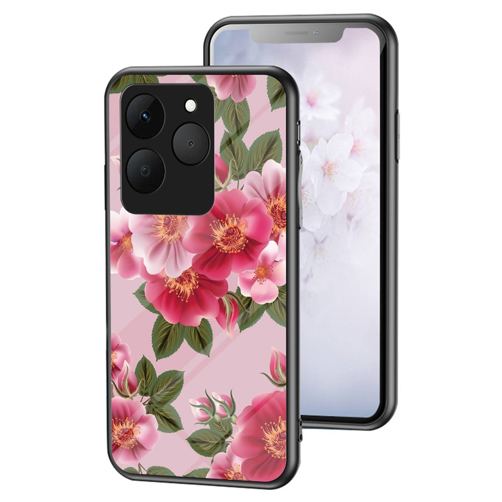 For Realme 15T 5G Case Floral Pattern TPU + Tempered Glass Protective Phone Cover