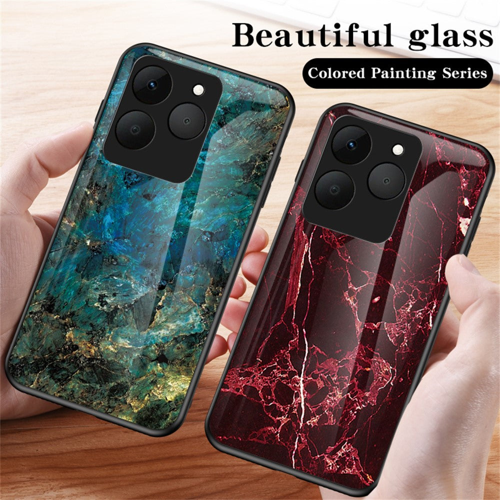 For Realme 15T 5G Case Marble Pattern Tempered Glass + PC + TPU Protective Phone Cover
