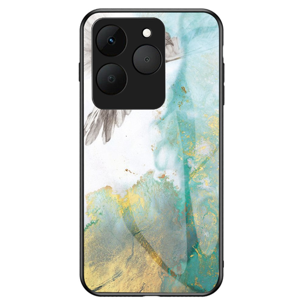 For Realme 15T 5G Case Marble Pattern Tempered Glass + PC + TPU Protective Phone Cover